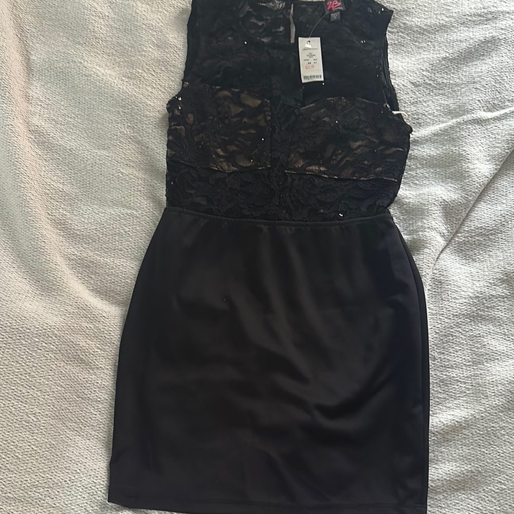 Black Lace Dress with Sequin Details